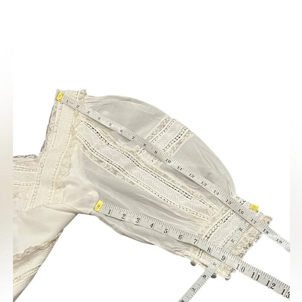 Polo Ralph Lauren Blouse Womens Cream White Lace Cotton Voile Bohemian Cropped - Picture 14 of 14